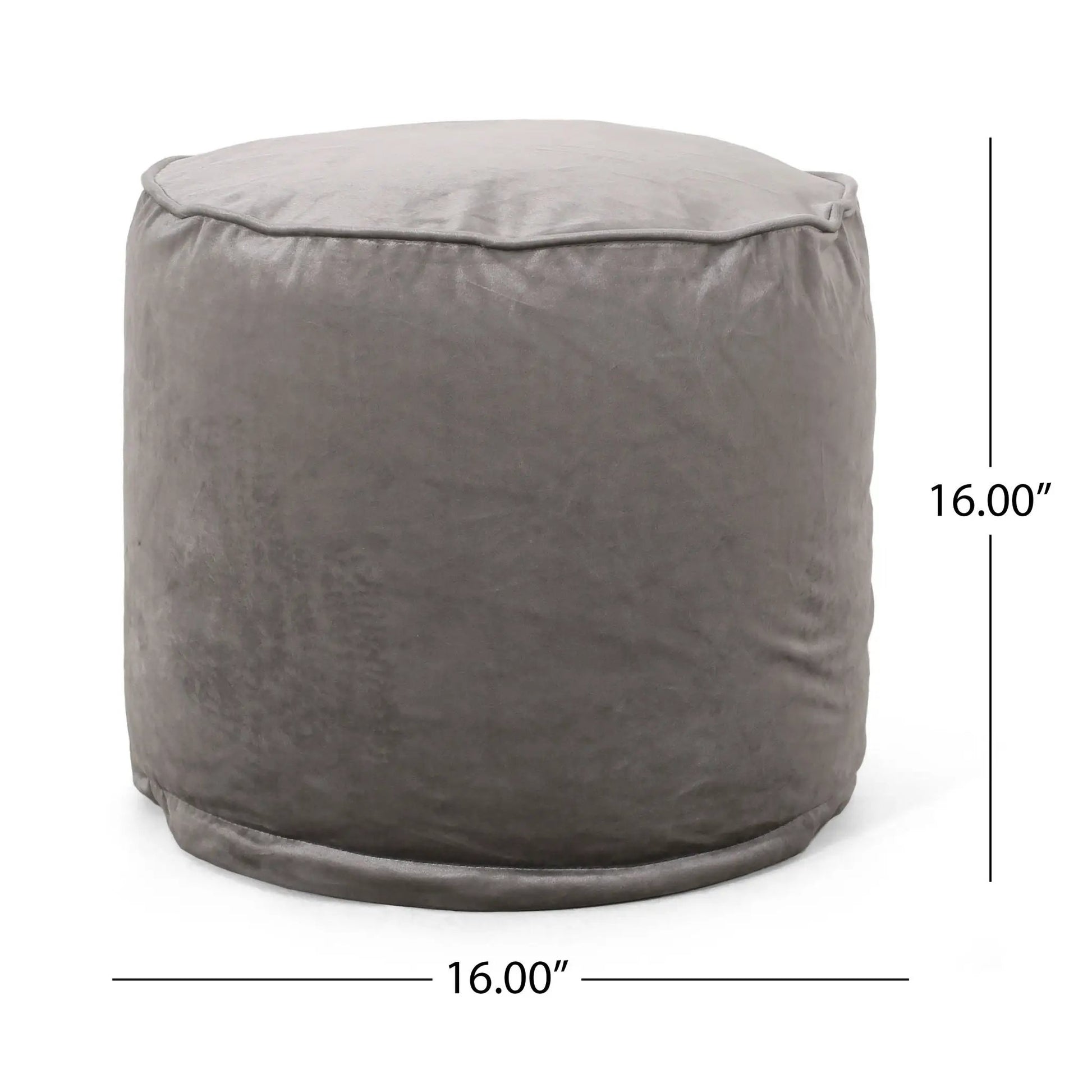 Shimon cylinder pouf ottoman grey fabric accent by Unique Piece Furniture 16in diameter on Tampa Home & Garden Store