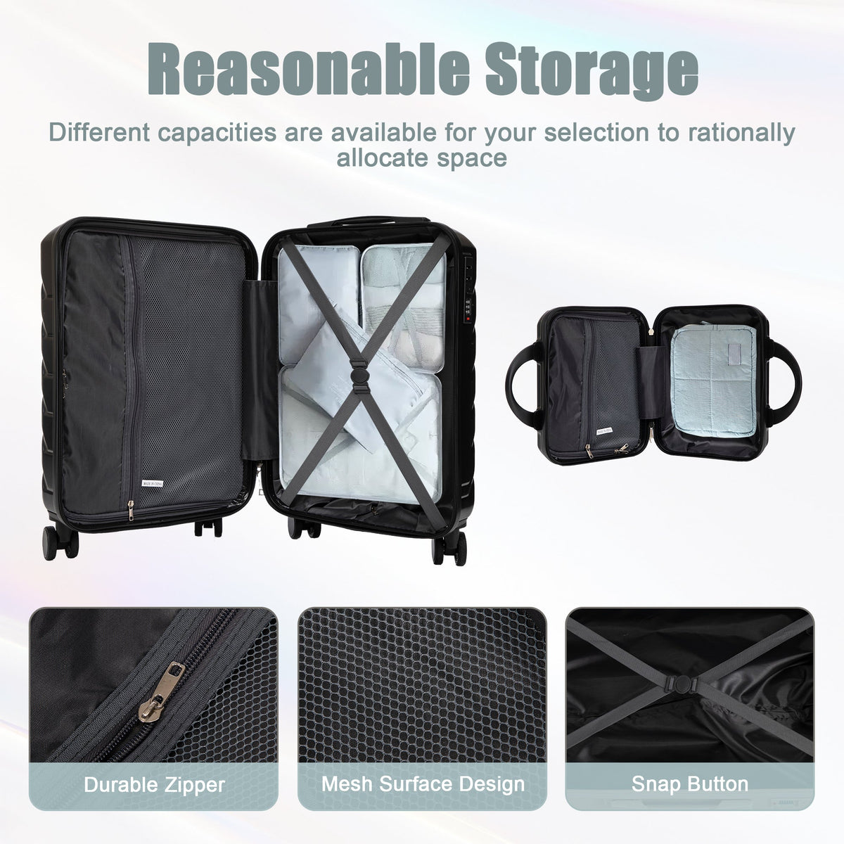 2-piece ABS spinner luggage set (14'/20') in black with combination locks on Tampa Home & Garden Store