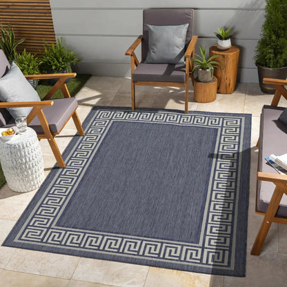 Sunshine polypropylene runner rug blue Greek key border Unique Piece Furniture on Tampa Home & Garden Store