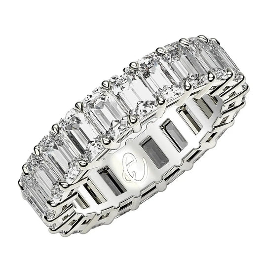 Emerald-cut lab-grown diamond eternity ring in 14k white gold; prong-set stones, Bids.com on Tampa Home & Garden Store
