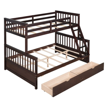 Bunk bed with ladders and 2 storage drawers in dark wood finish by Unique Piece Furniture on Tampa Home & Garden Store