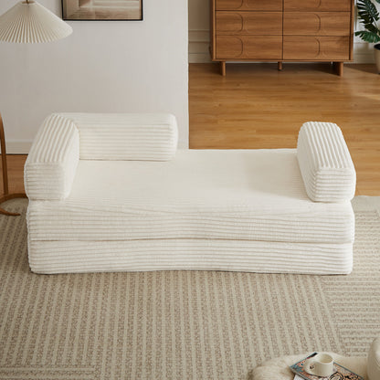 Loveseat Sofa white ribbed fabric oversized modern modular by HouseOfZazla on Tampa Home & Garden Store