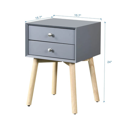 Side Table With Two Drawers Mid Century Modern