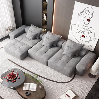 HouseOfZazla modern oversized DIY modular sectional sofa with gray fabric and pillows on Tampa Home & Garden Store