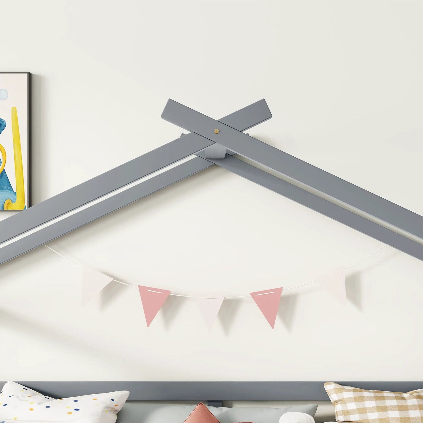 Low Loft House Bed With Slide and Guardrails