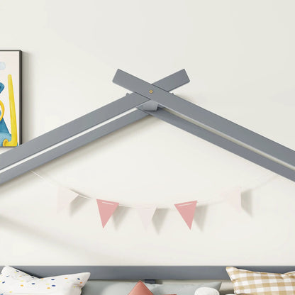 Low Loft House Bed With Slide and Guardrails