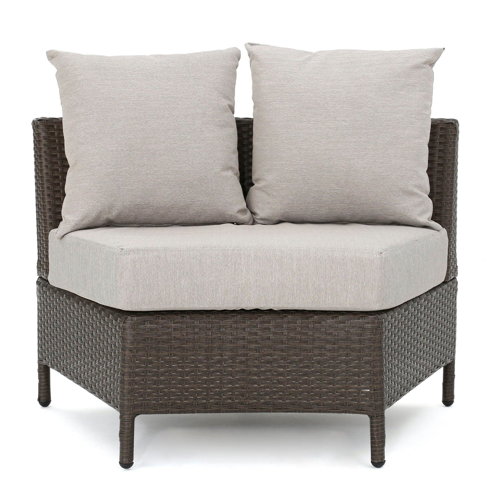 Pt Limon Modern Outdoor Single Sofa with beige cushions on a dark wicker frame on Tampa Home & Garden Store