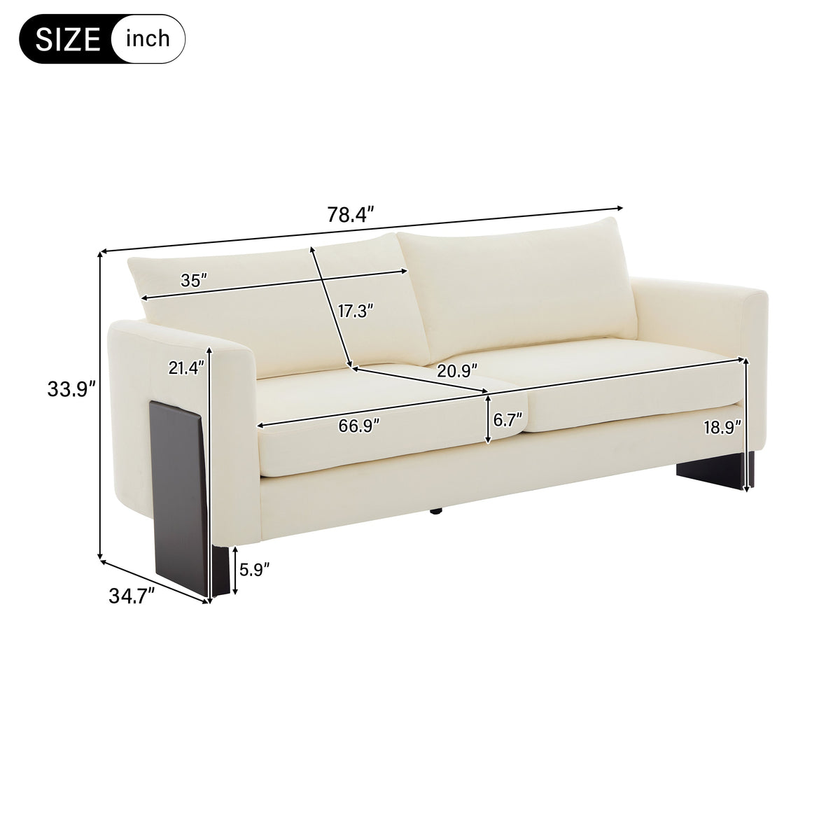 Modern 3 Seater Sofa and Chenille Upholstery