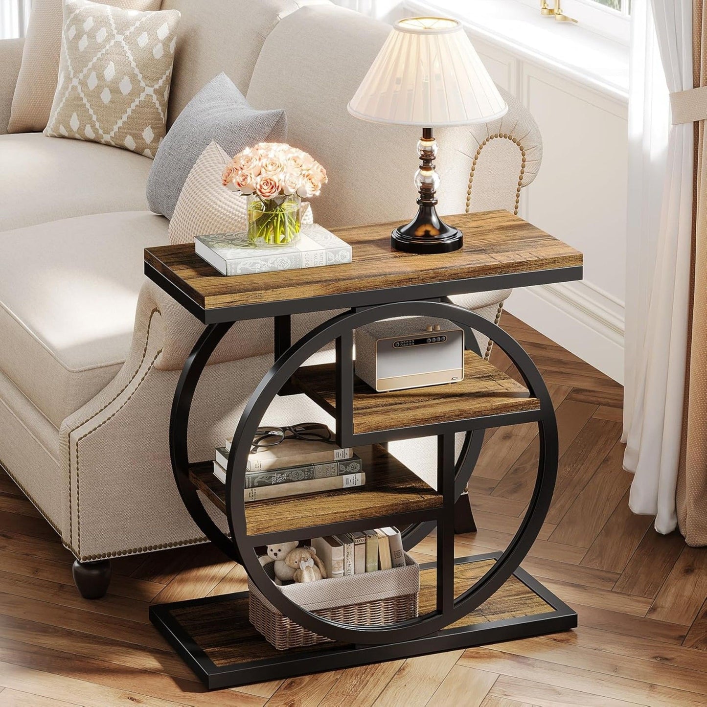 Four Tier End Table and Storage for Small Spaces
