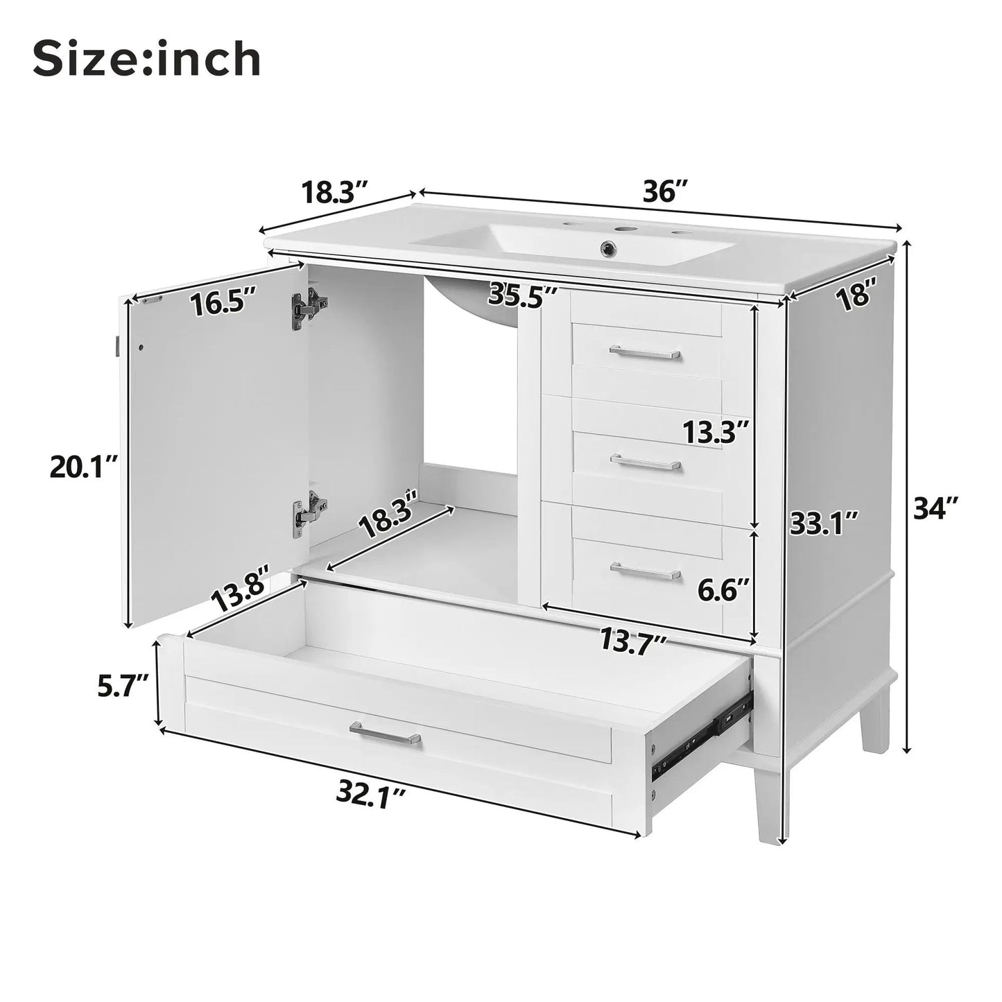 Bathroom Vanity With Sink Solid Wood Cabinet