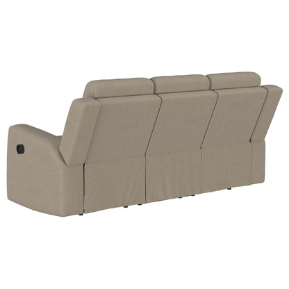 Slater 2-Piece Reclining Sofa Set with Manual Recline tan faux leather HouseOfZazla on Tampa Home & Garden Store