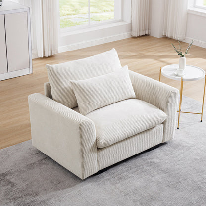 Beige Corduroy Deep Seat and Accent Chair