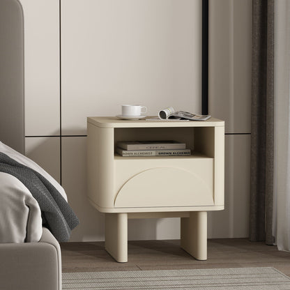 Modern Accent Nightstand with Drawer and Shelf beige cream by HouseOfZazla on Tampa Home & Garden Store