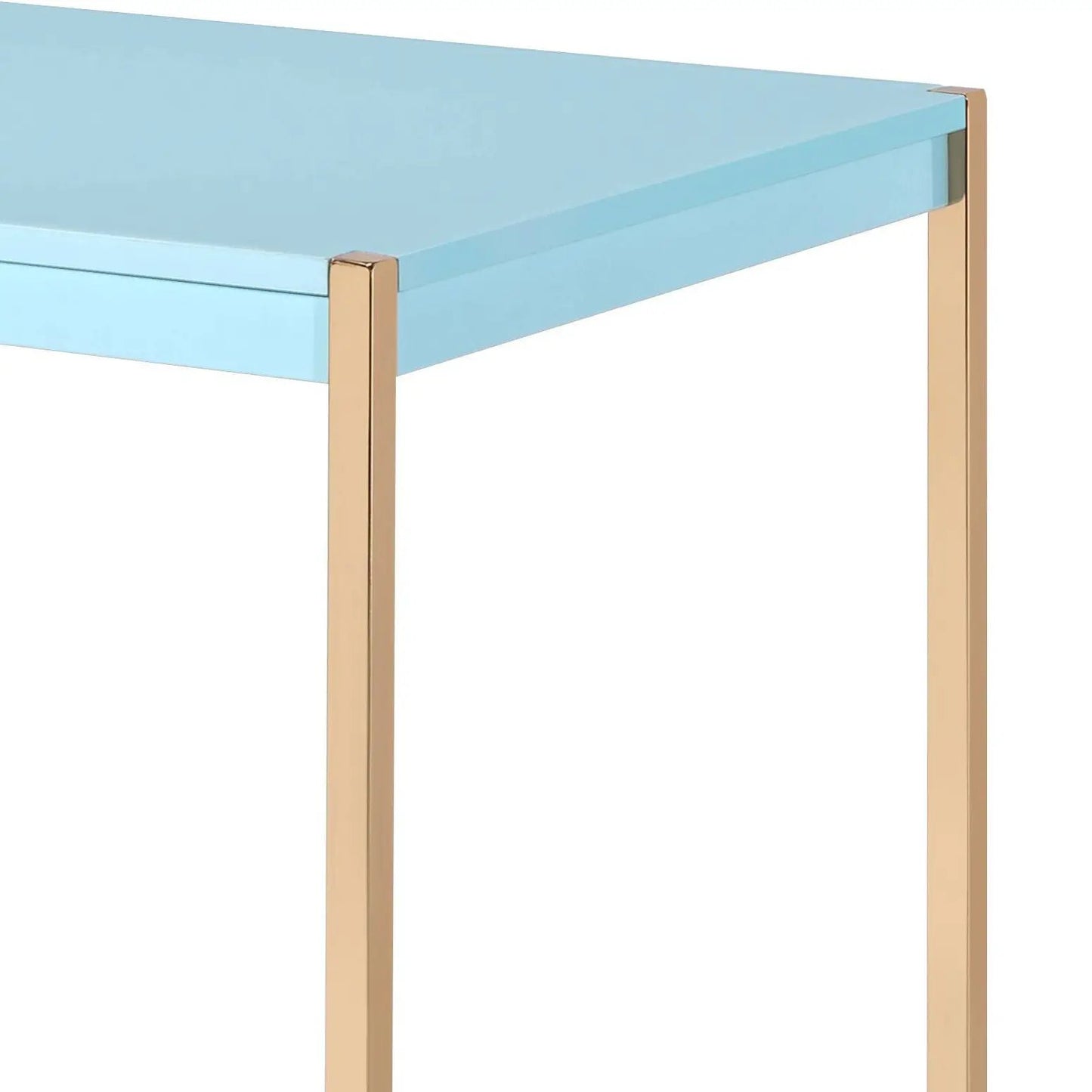 Midriaks writing desk with USB, light blue top and gold metal legs on Tampa Home & Garden Store