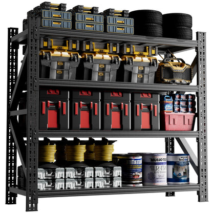 Heavy Duty 4-Shelf Black steel garage shelving unit by HouseOfZazla with adjustable frame on Tampa Home & Garden Store