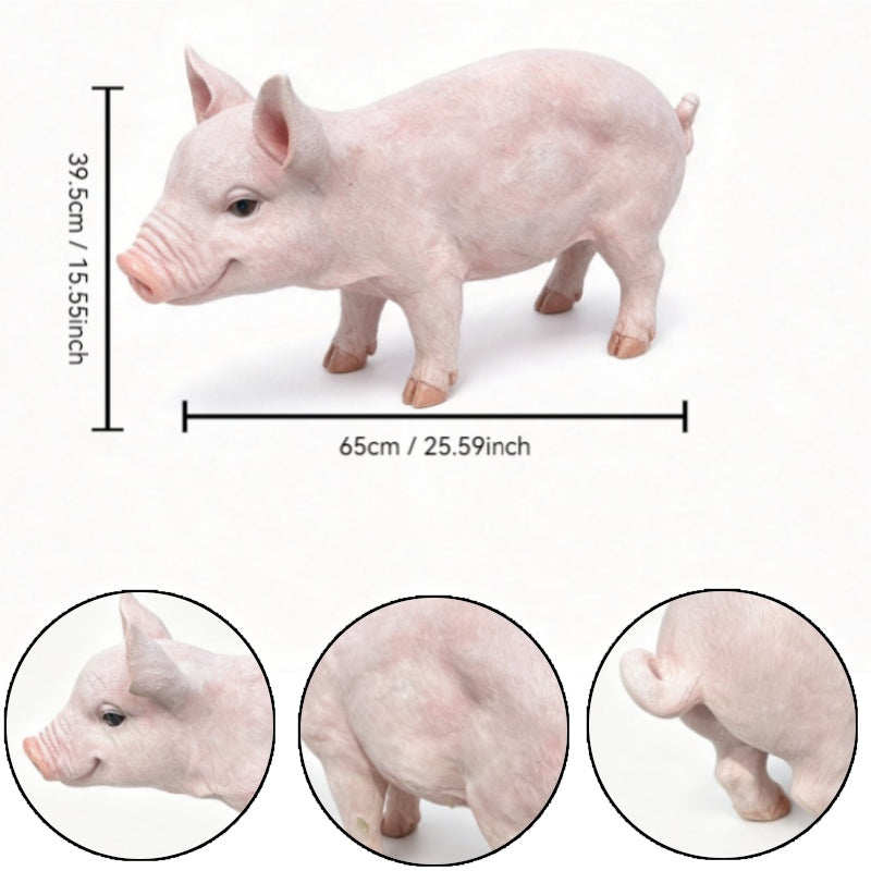 Cheerful Beige Pig Garden Statue by HouseOfZazla, 65 cm pig sculpture on Tampa Home & Garden Store