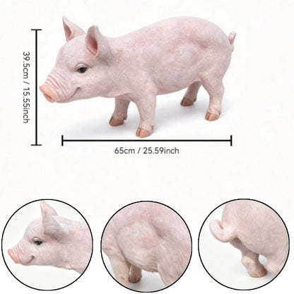 Cheerful Beige Pig Garden Statue by HouseOfZazla, 65 cm pig sculpture on Tampa Home & Garden Store