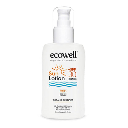 Ecowell Organic Sunscreen Lotion SPF 30 pump bottle with vegan mineral UV protection on Tampa Home & Garden Store