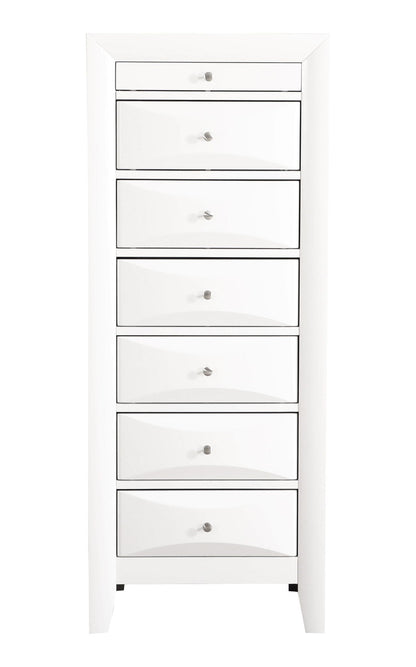 7 Drawer Lingerie Chest in white with silver knobs and glossy finish on Tampa Home & Garden Store