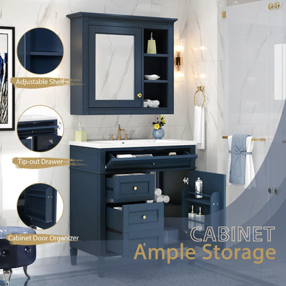 Vanity with medicine cabinet blue by Unique Piece Furniture, 2 soft-close doors, 4 drawers on Tampa Home & Garden Store