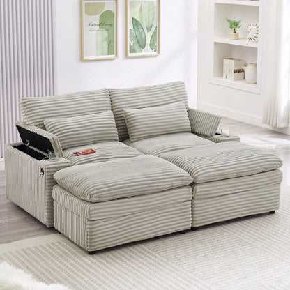 Convertible Loveseat With Usb and Storage Sofa