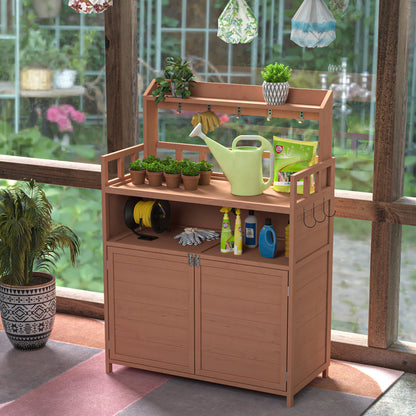 Solid Fir Potting Bench and Garden Tool Storage