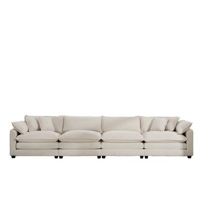 Modern Upholstered 4 Seater Sofa With Pillows