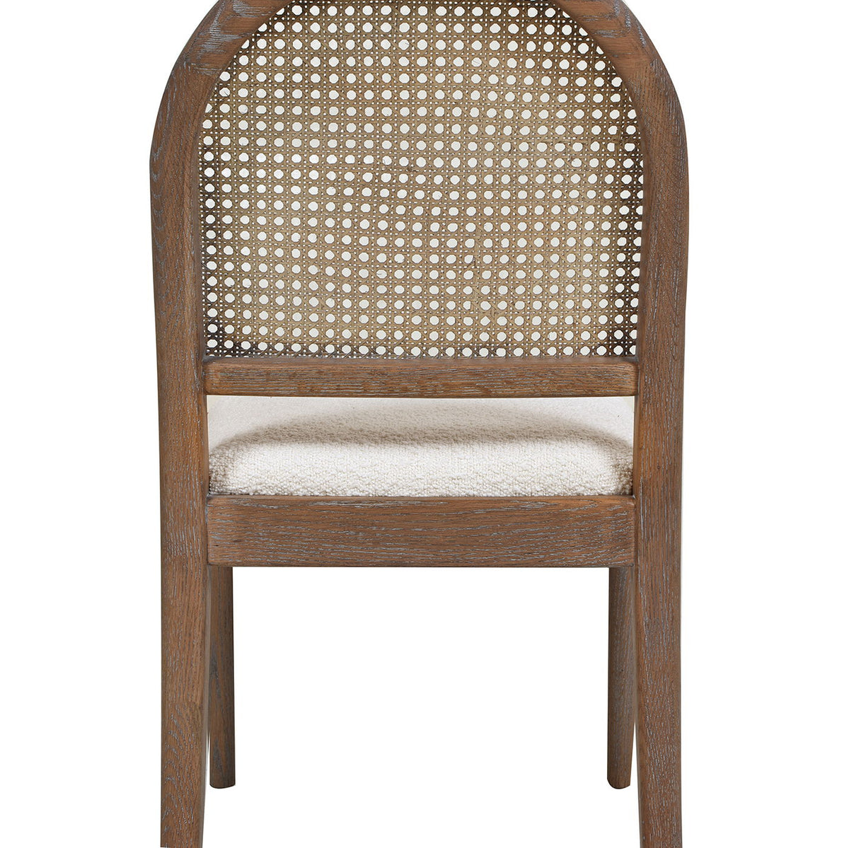 Curved Cane Dining Chair by HouseOfZazla, brown wood frame with cane back and beige cushion on Tampa Home & Garden Store
