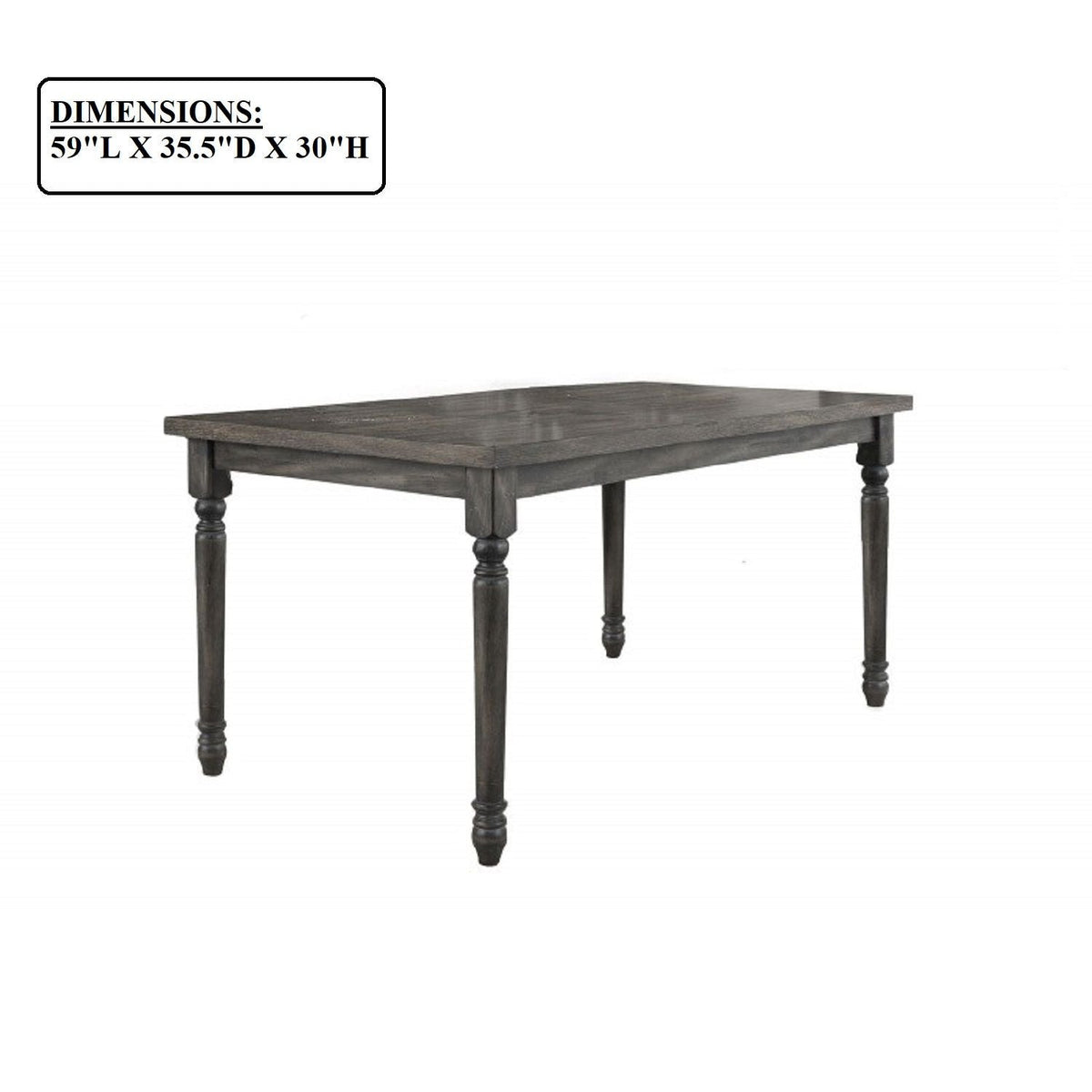 Rectangular gray dining table with dark wood finish and turned legs by HouseOfZazla on Tampa Home & Garden Store
