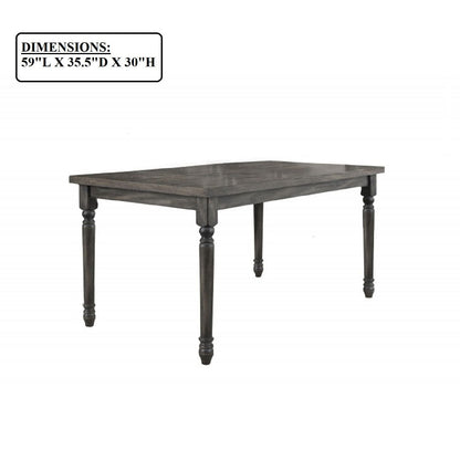 Rectangular gray dining table with dark wood finish and turned legs by HouseOfZazla on Tampa Home & Garden Store