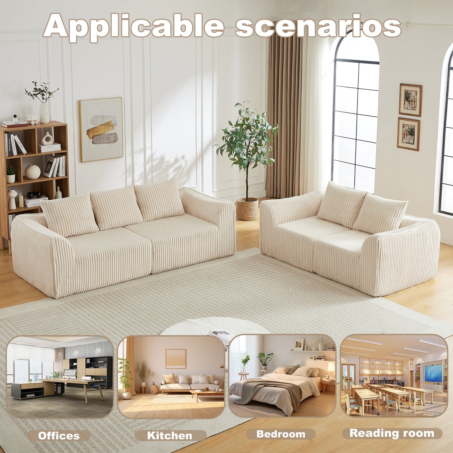 Minimalist Corduroy Seater Sofa and Bench