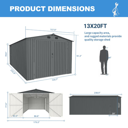 Sturdy Outdoor Metal Shed and Garden Storage