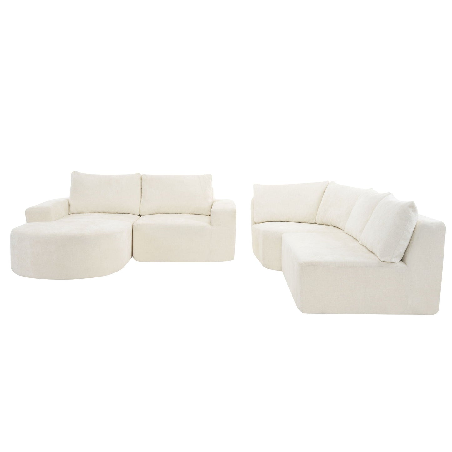 Modular Cloud Sectional Sofa Set, 3pc cream fabric U-shape with deep seats by HouseOfZazla on Tampa Home & Garden Store