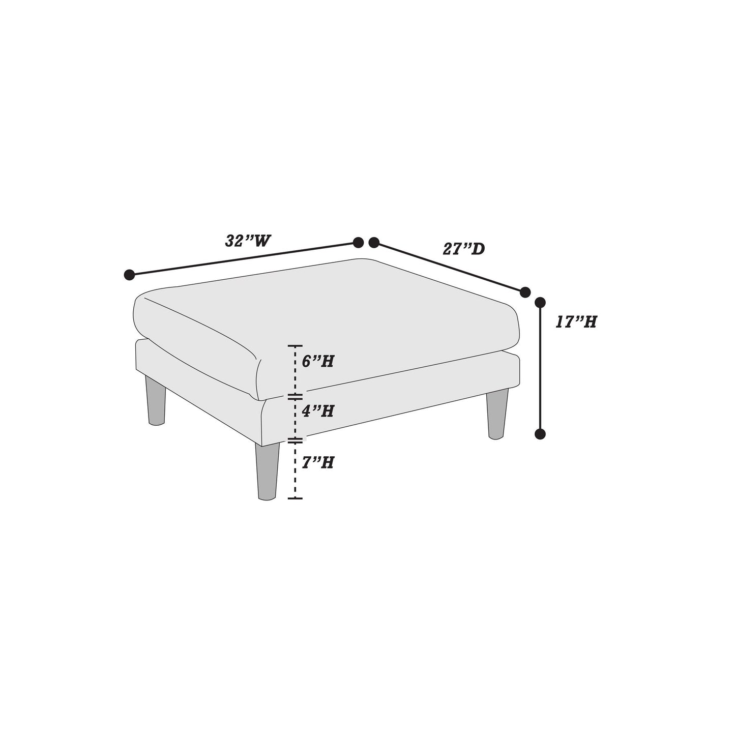 Modular L-Sectional Set With Ottomans, 3-Piece, grey upholstery, 32W x 27D x 17H on Tampa Home & Garden Store