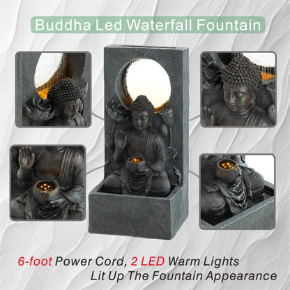 a Serene Outdoor Buddha Resin Waterfall Fountain