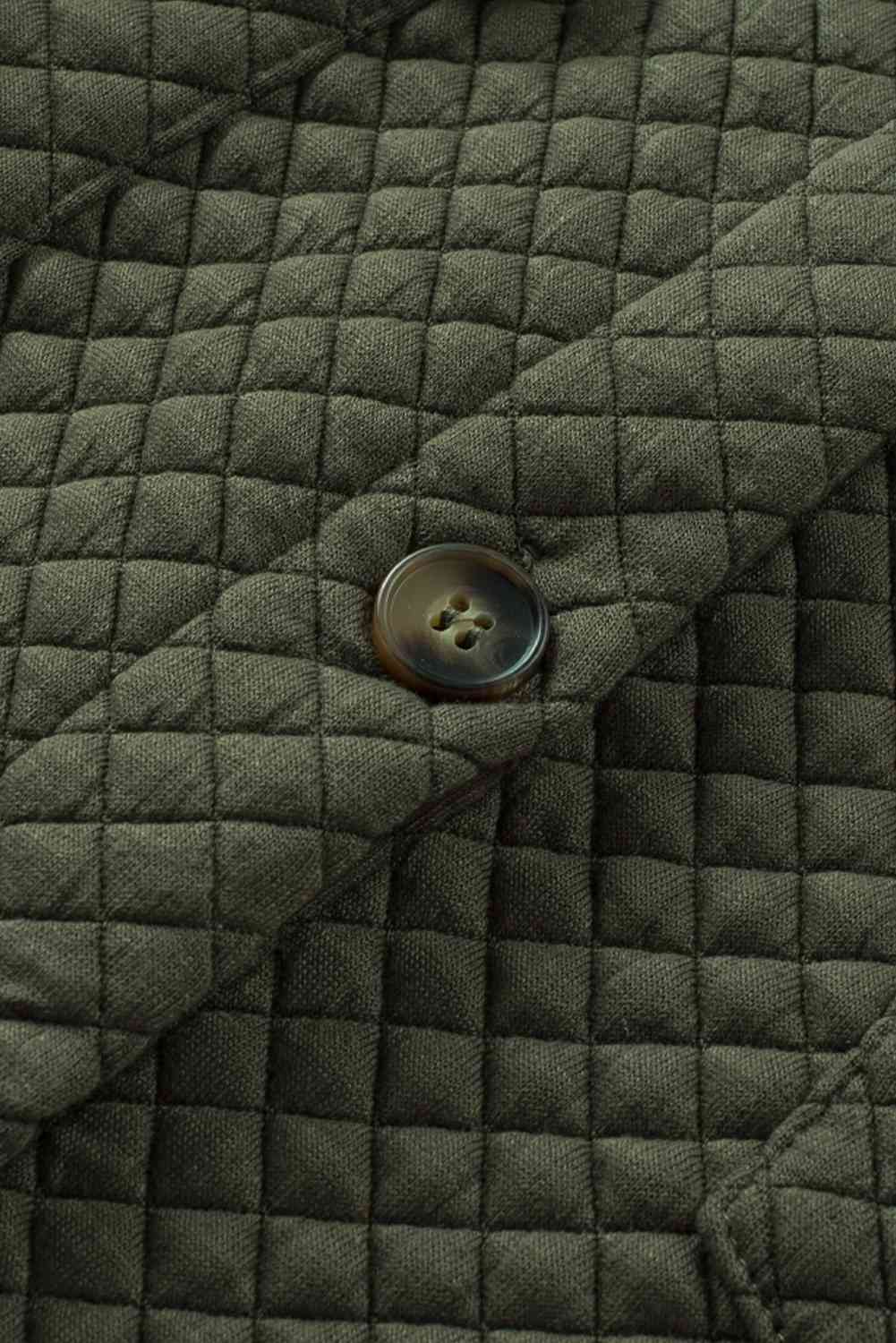 Comfortable Button-Down Collared Jacket olive green quilted fabric with button Stevvex on Tampa Home & Garden Store