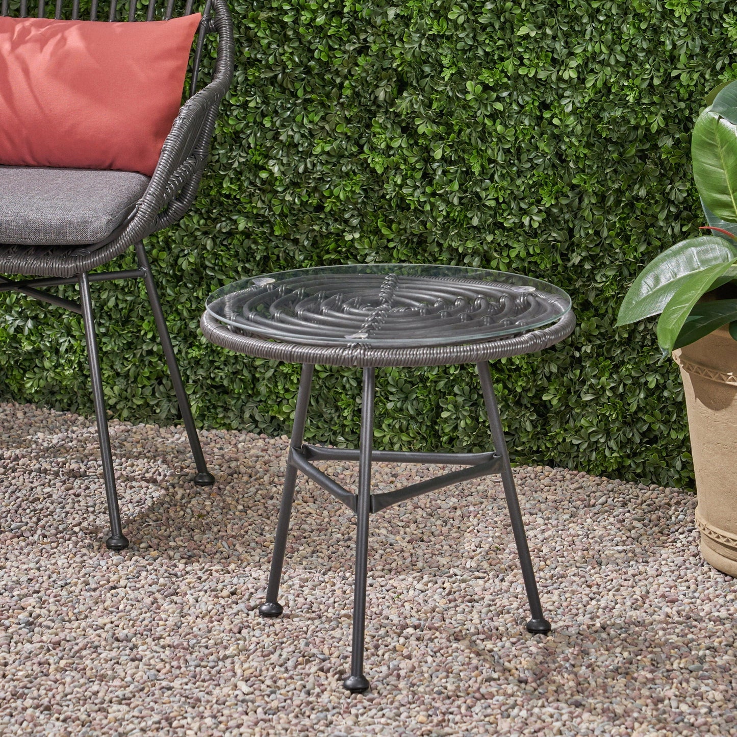 Petrichor Outdoor Side Table with Steel Frame