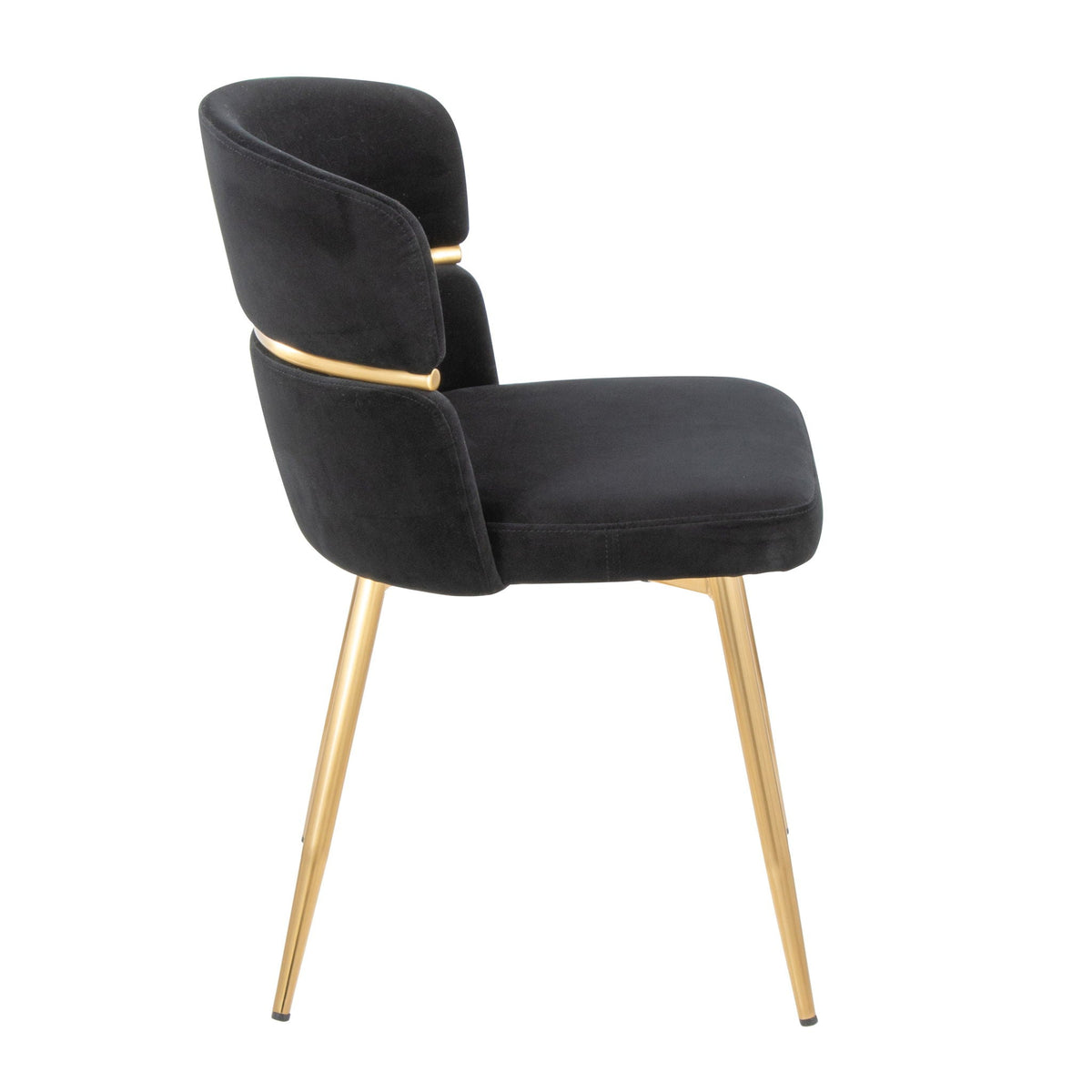 Art Deco dining chair set of 2 with black velvet upholstery and gold metal accents on Tampa Home & Garden Store