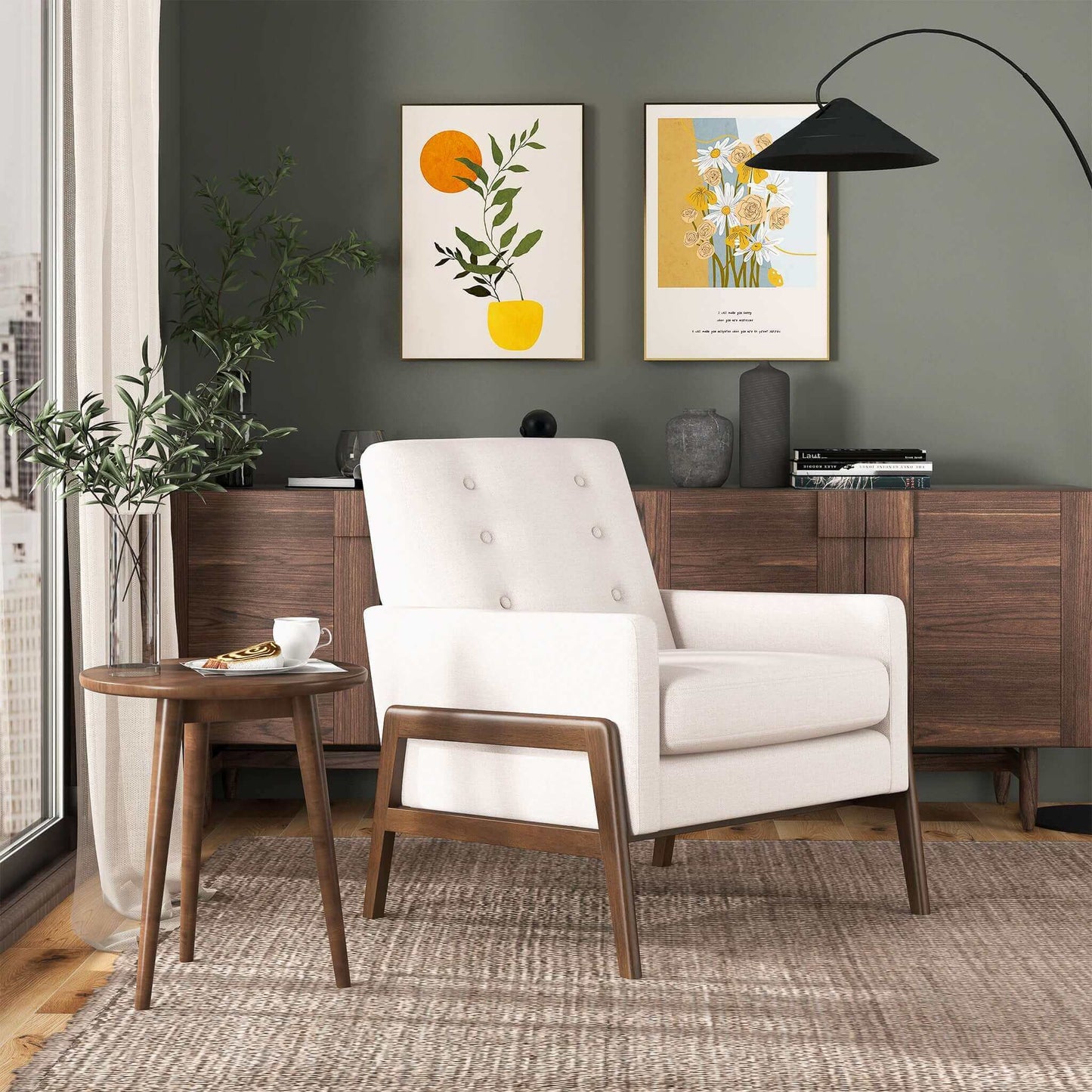 Cole Solid Wood Lounge Chair Mid Century Modern