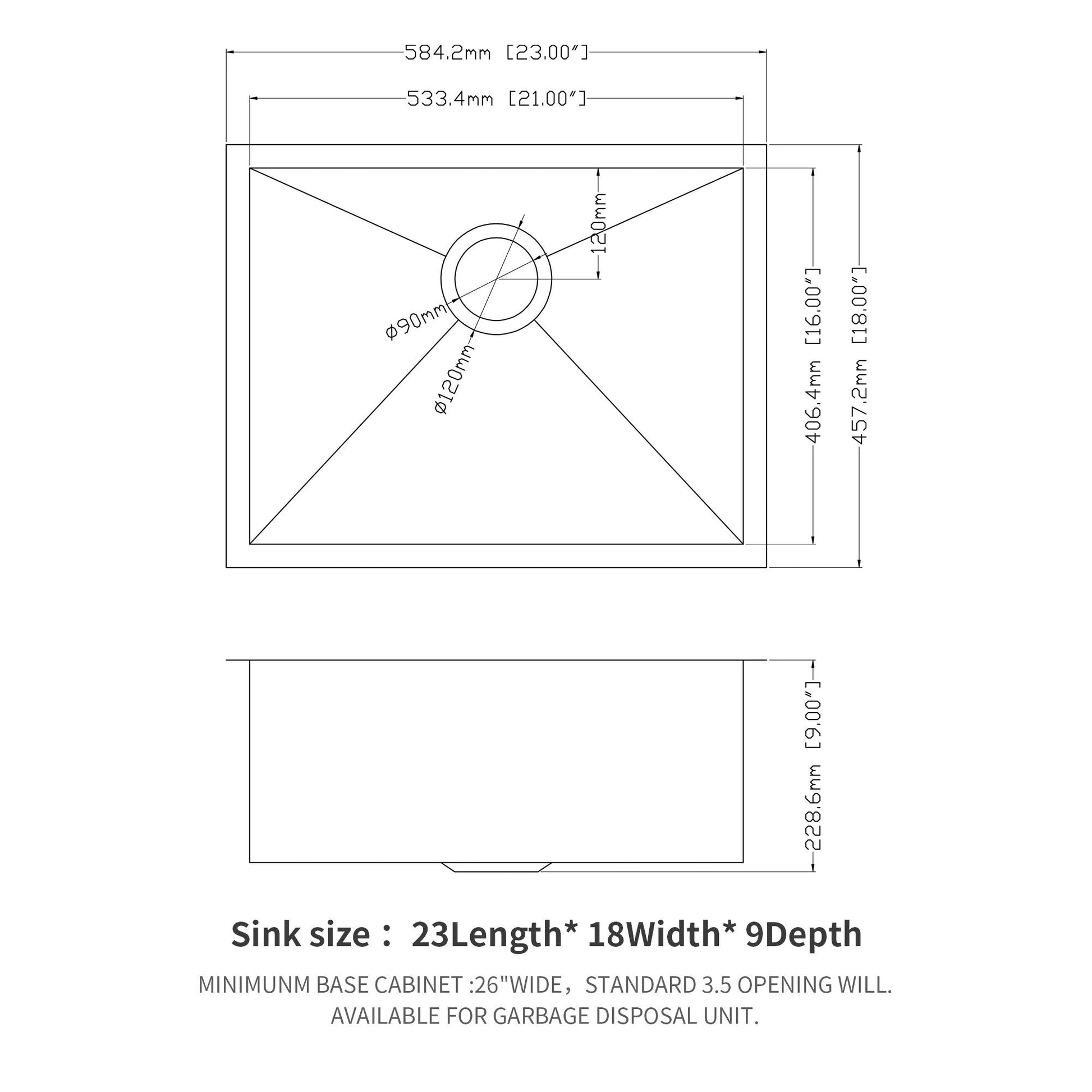 Undermount stainless steel sink 16-gauge deep single bowl with 90mm drain by HouseOfZazla on Tampa Home & Garden Store