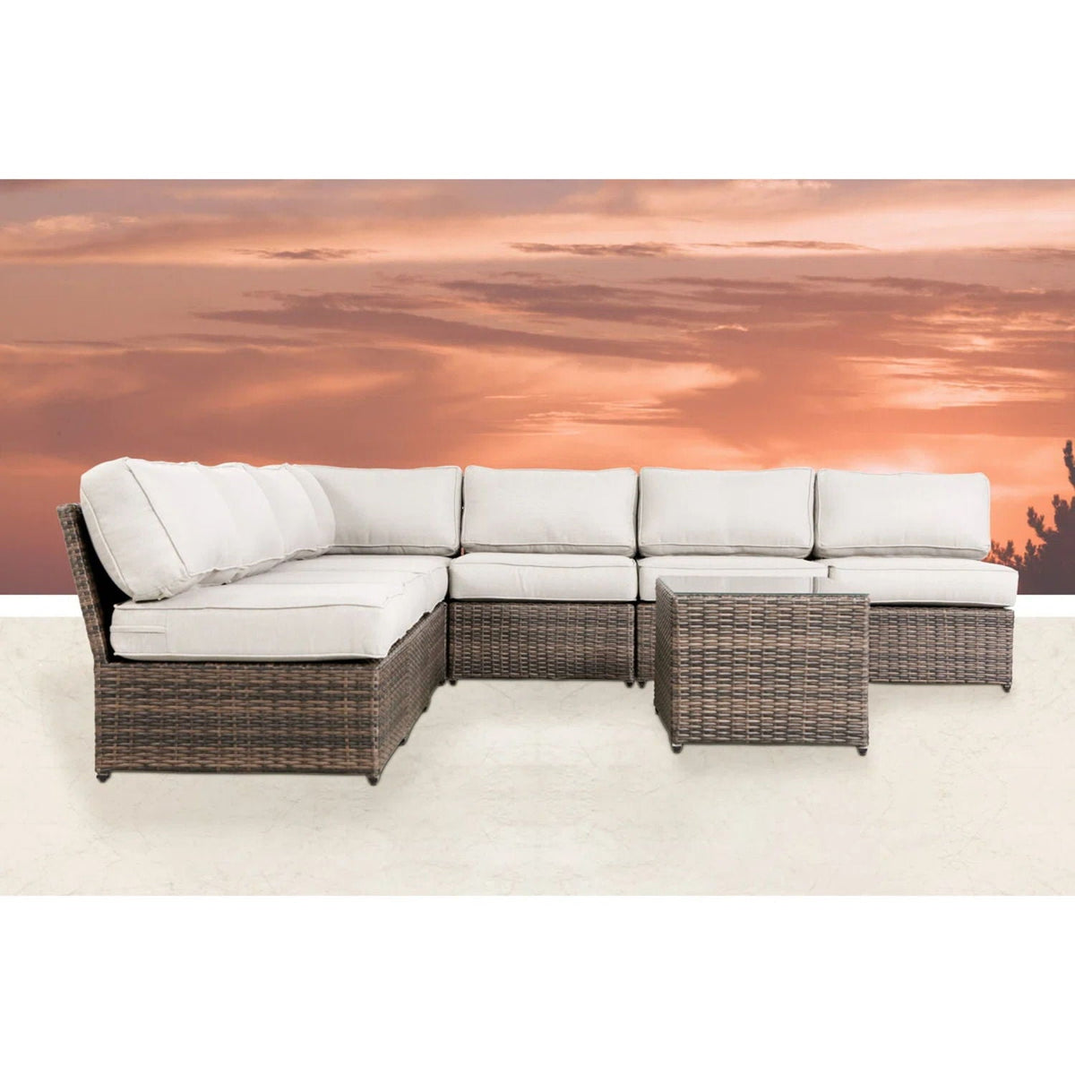 Comfortable Modern Patio Rattan Sectional Set With Cushions brown wicker 2pc HouseOfZazla on Tampa Home & Garden Store