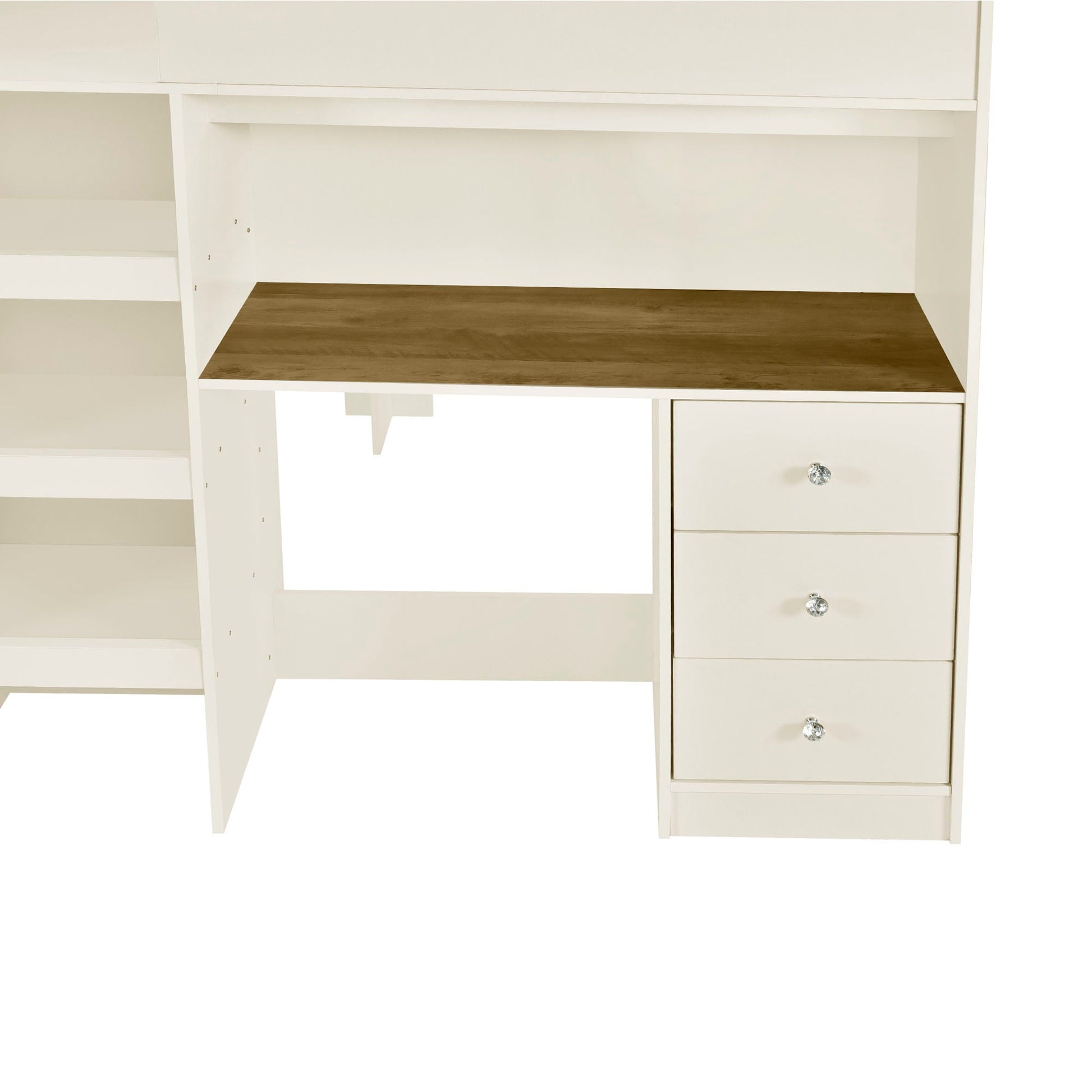 Loft bed with built-in wardrobe, desk, drawers in white with wood desk top by HouseOfZazla on Tampa Home & Garden Store