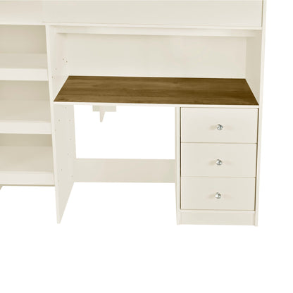 Loft bed with built-in wardrobe, desk, drawers in white with wood desk top by HouseOfZazla on Tampa Home & Garden Store