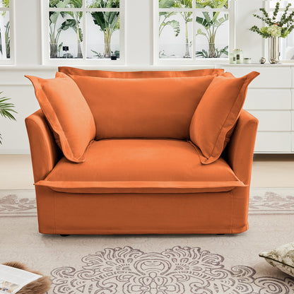 Slip-covered armchair with cushions in orange fabric, HouseOfZazla on Tampa Home & Garden Store