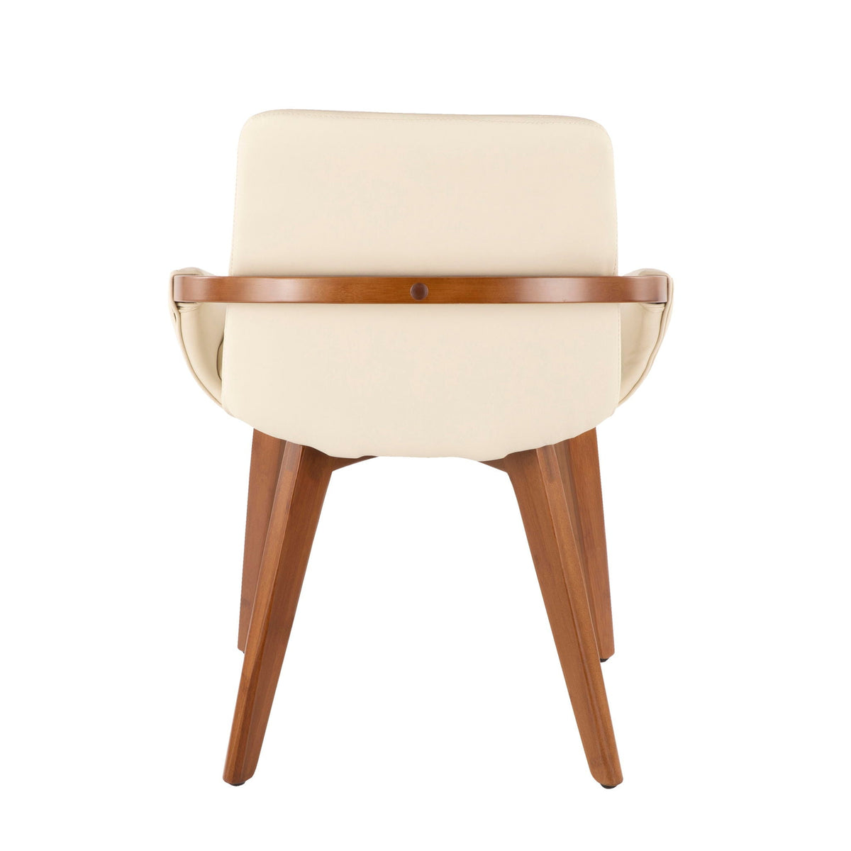 Beige mid-century kids' side chair with wood armrests and legs on Tampa Home & Garden Store