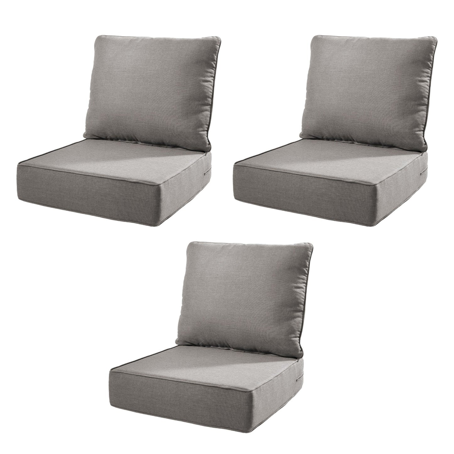 6-inch Thick Outdoor Chair Cushion Set - Gray 2-pack seat + back cushions HouseOfZazla on Tampa Home & Garden Store