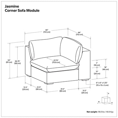 Jasmine Gray Corner Sofa and Modular Frame