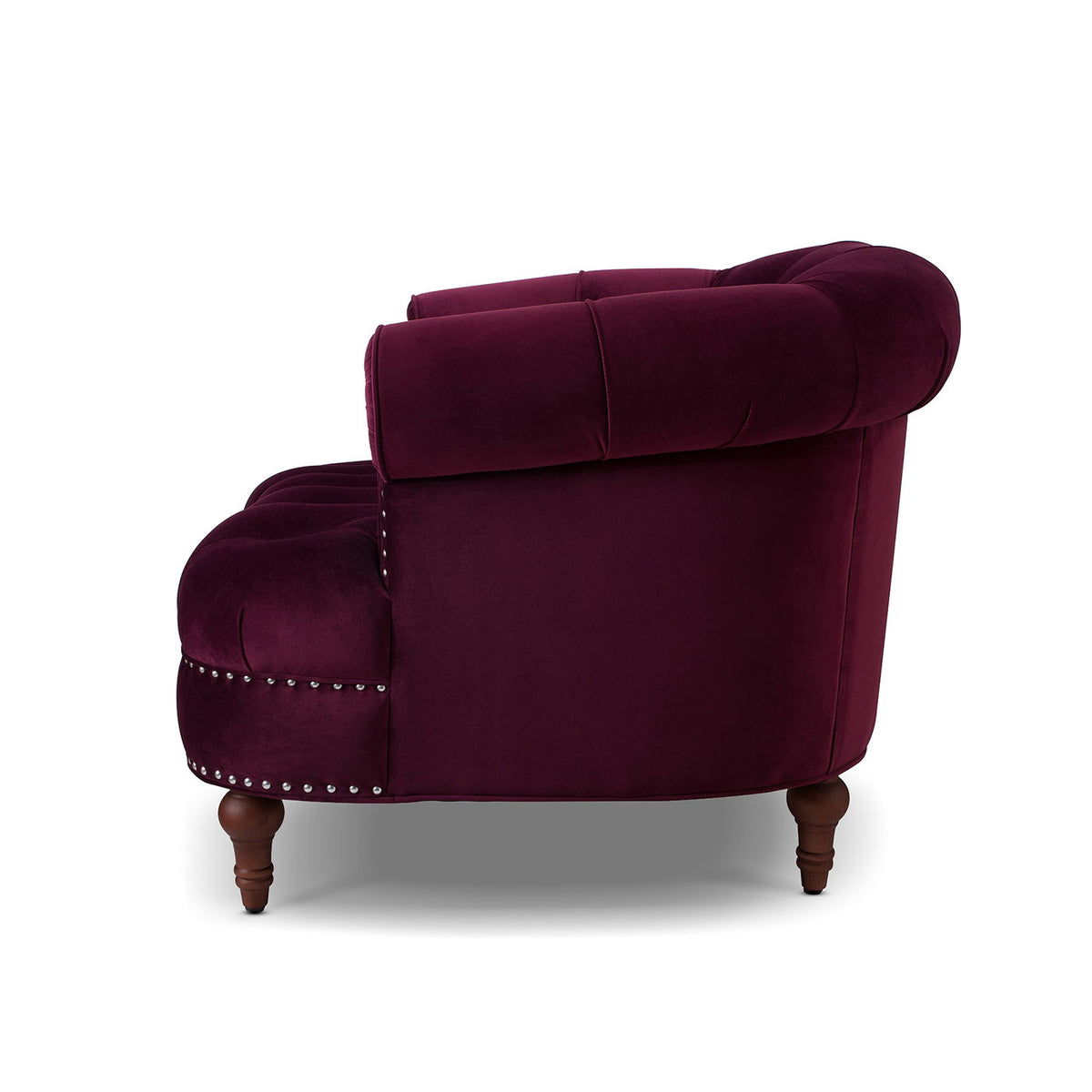 Victorian Tufted Accent Chair in dark red velvet with nailhead trim and wood legs HouseOfZazla on Tampa Home & Garden Store
