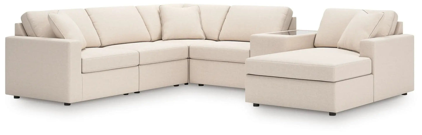 Modmax Oyster Sectional beige fabric stationary sofa with chaise, Unique Piece Furniture on Tampa Home & Garden Store