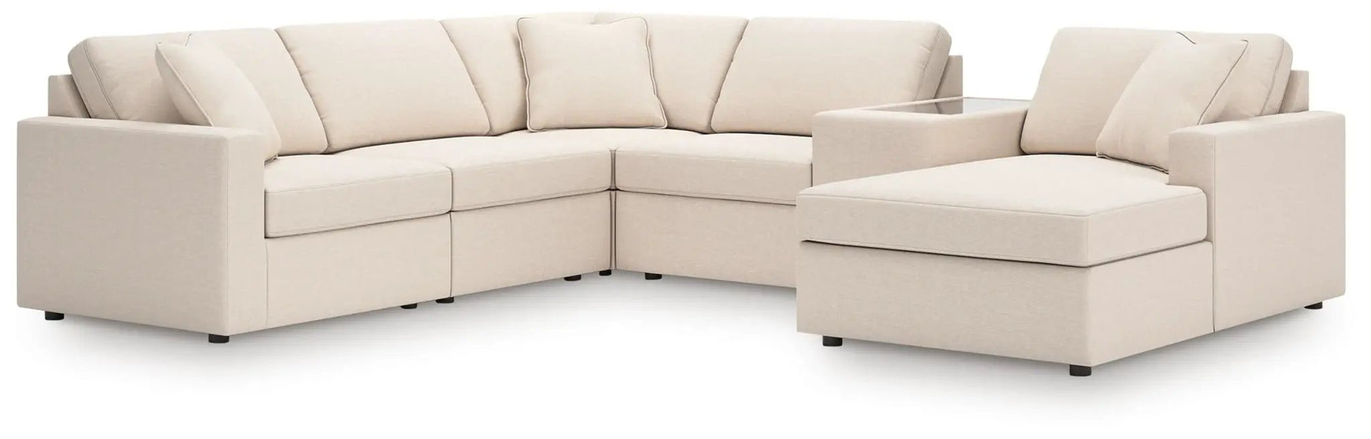 Modmax Oyster Sectional beige fabric stationary sofa with chaise, Unique Piece Furniture on Tampa Home & Garden Store